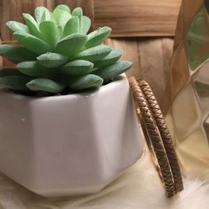 Gold Toned Lauhala Bracelets set of 2